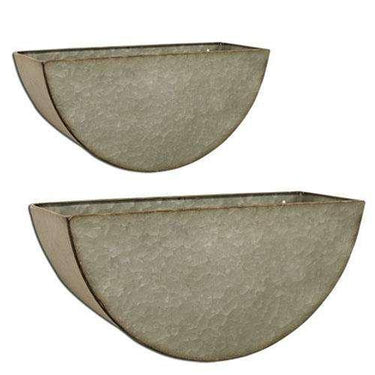 2/Set, Galvanized Half-Circle Wall Buckets - The Fox Decor